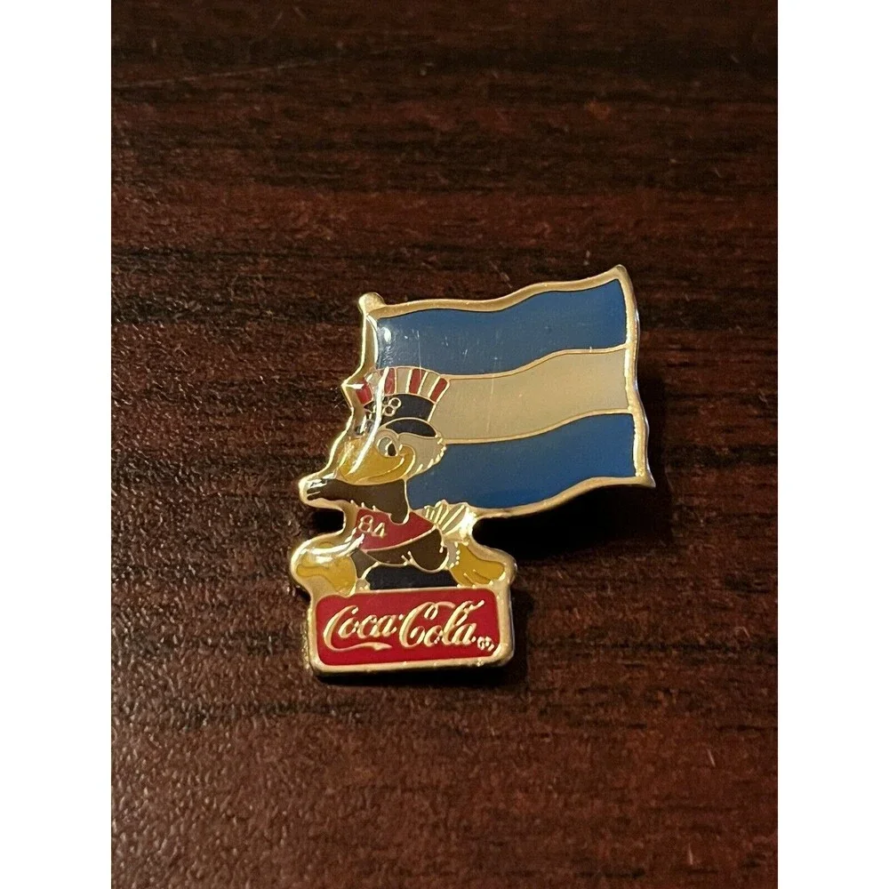 Vintage 1984 Los Angeles Olympics Coca Cola Sam Eagle Argentina‎ Flag Lapel Pin